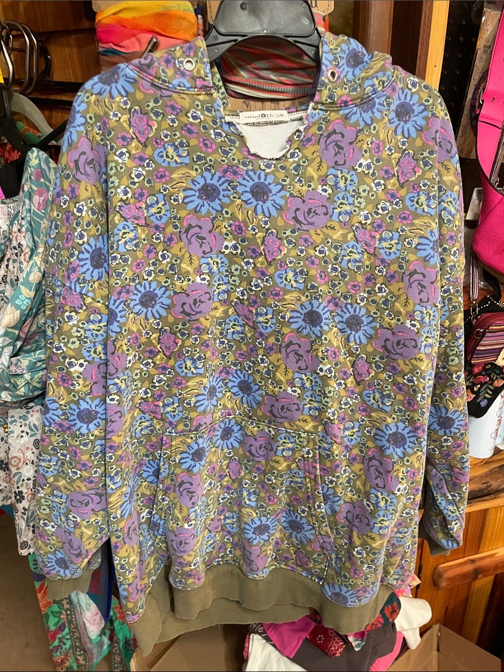 NATURAL LIFE Oversized Printed Hoodie Pullover Sweatshirt Daisy S/M - Picture 8 of 16